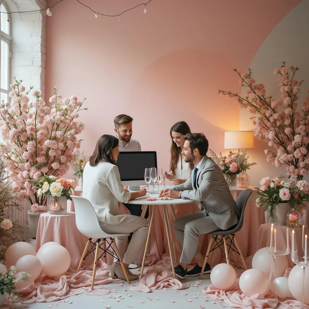 Il team di Amore Perfetto che pianifica un evento romantico insieme