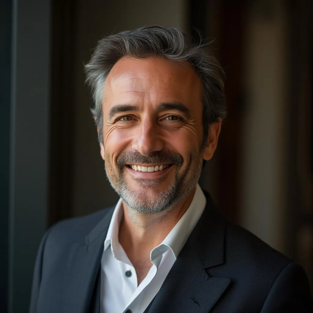 Ritratto di Marco in abbigliamento casual elegante sorride alla camera